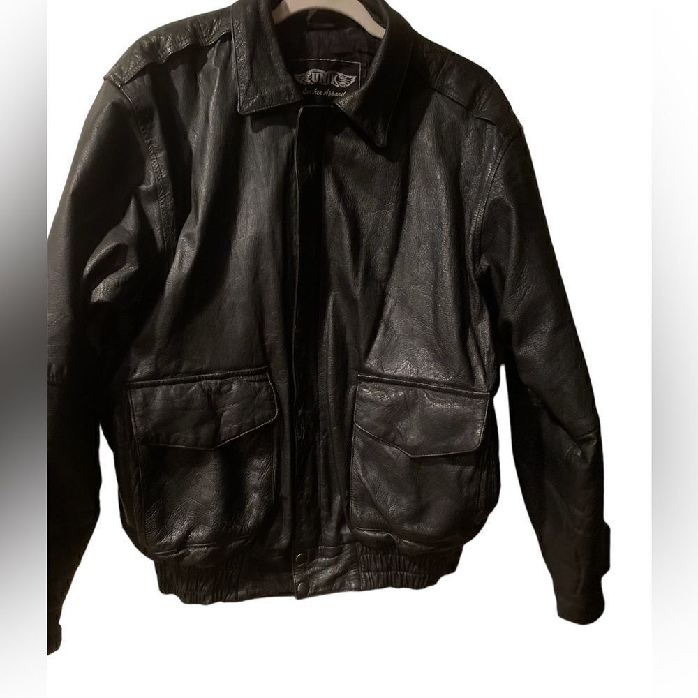 UNIK Black Leather Riding Jacket Size Large